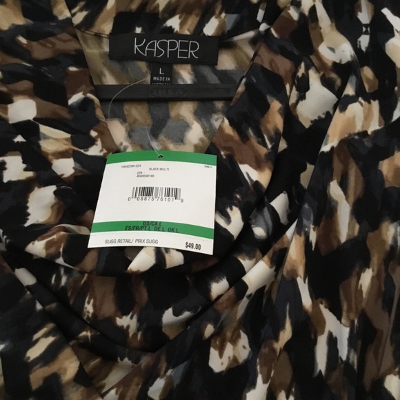 Kasper Women's Brown Black Printed Sleeveless Cowl Neck Top - Picture 3 of 7